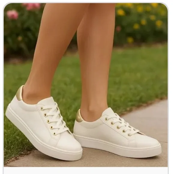 LOFT | White and Gold Sneakers - Picture 4 of 13